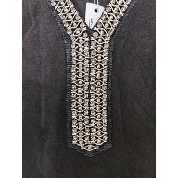 NWT SPENSE Black Sleeveless Rhinestone Mini Dress 4P - Picture 4 of 7